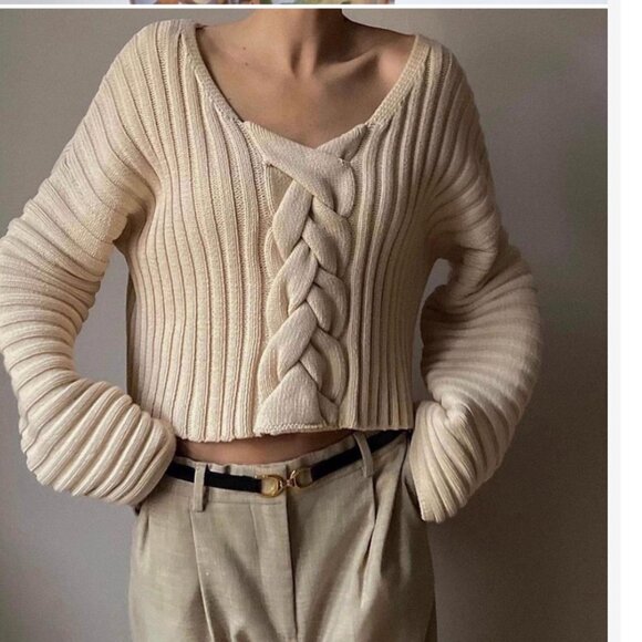 NWT House Of Dagmar Sasha Sweater Cropped Jumper Ivory Cream White Quiet Lux - Picture 4 of 8